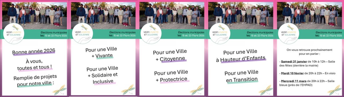 Le collectif "Vezin Vivante et Solidaire" vous souhaitent une très belle année 2026 à toutes et tous ✨ !