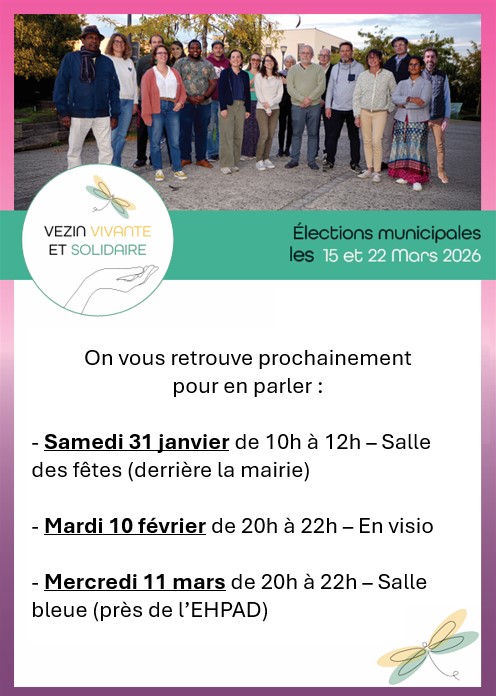 Prochaines réunions publiques - échanges autour du programme municipal du collectif